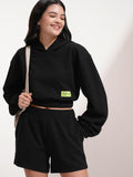 ESPYR By Tokyo Talkies Hooded Self Design Sweatshirt With Shorts