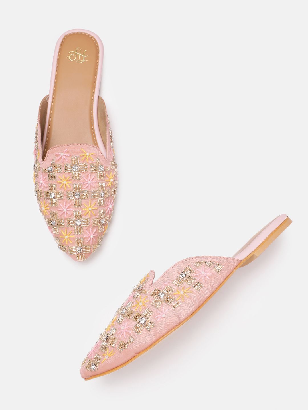House of Pataudi Women Ethnic Embellished Mules