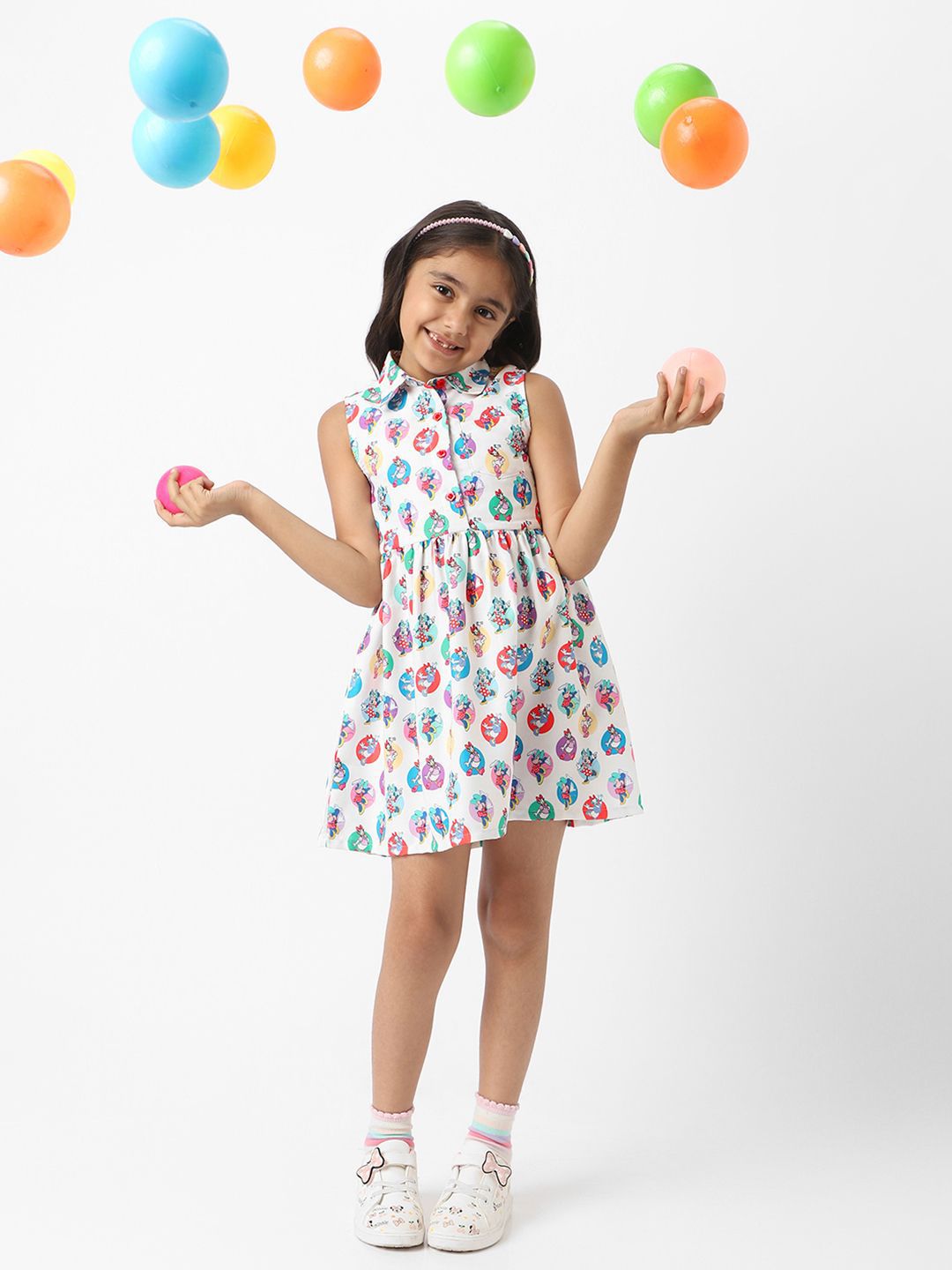 NautiNati Girls Disney Minnie & Daisy All-Over Print Shirt Dress