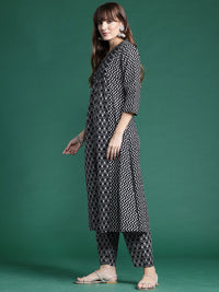 Indo Era Ethnic Motifs Printed A-Line Pure Cotton Kurta with Trousers