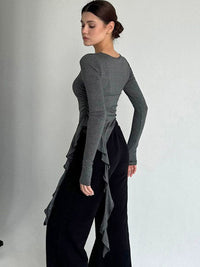 DressBerry Women Ruffles Detailed Longline Fitted Top
