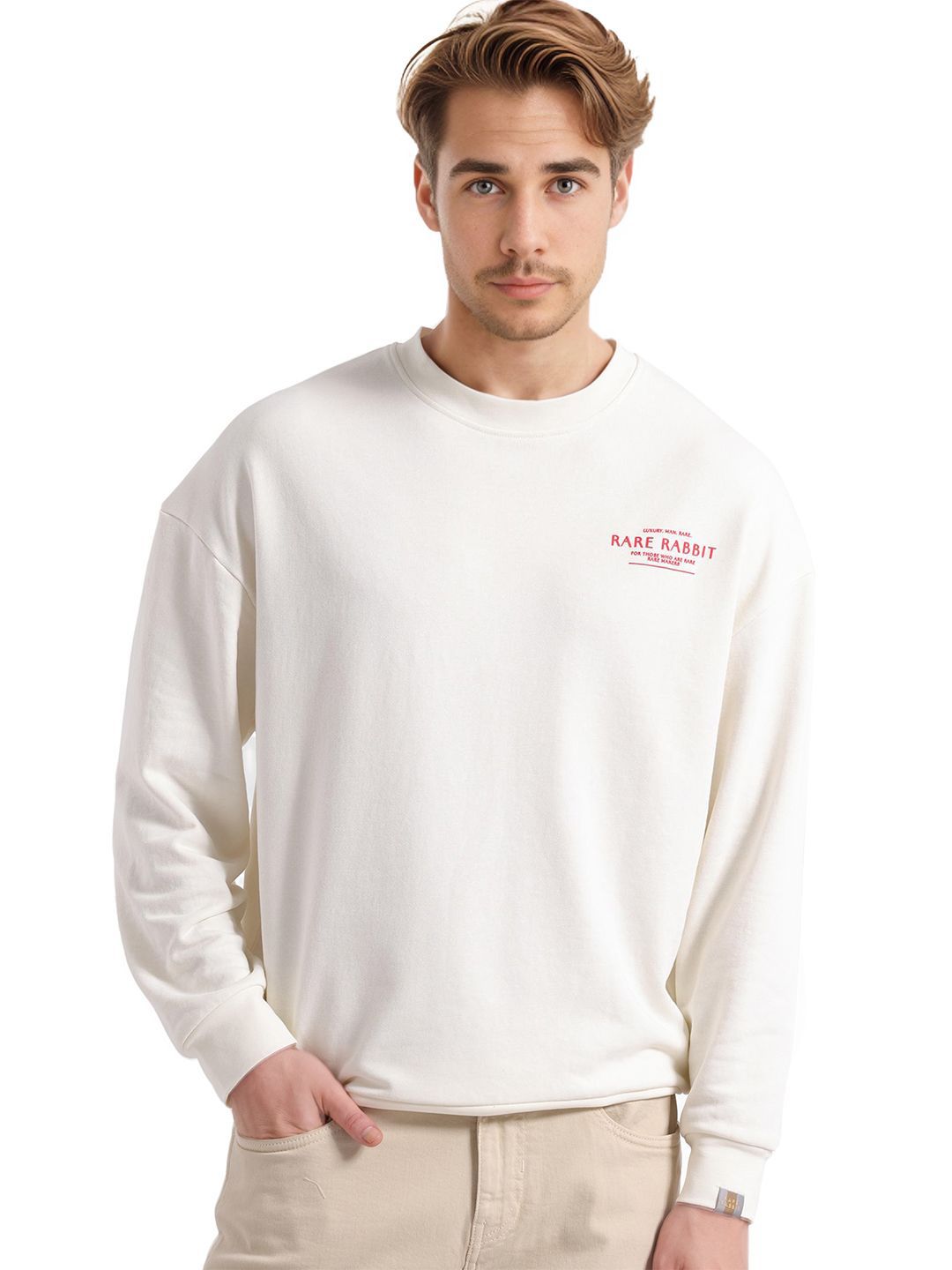 Lelaki Arnab Langka Kembali Bercetak Pusingan Kapas Pulton Pulton Sweatshirt