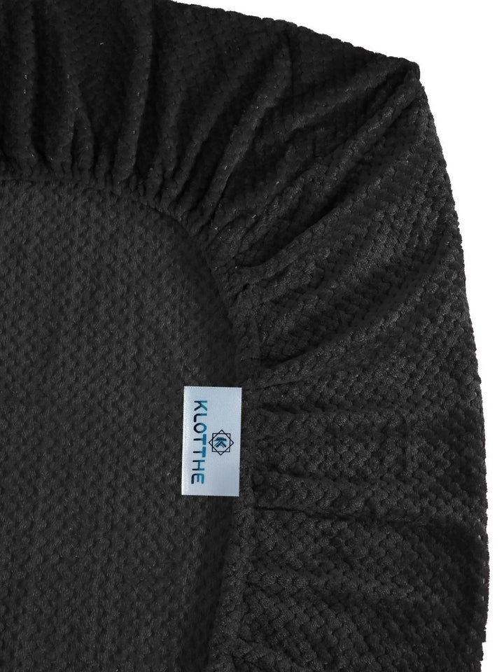 KLOTTHE Black Solid Dilengkapi Cadar Bujang Bulu 300 TC dengan 1 Sarung Bantal