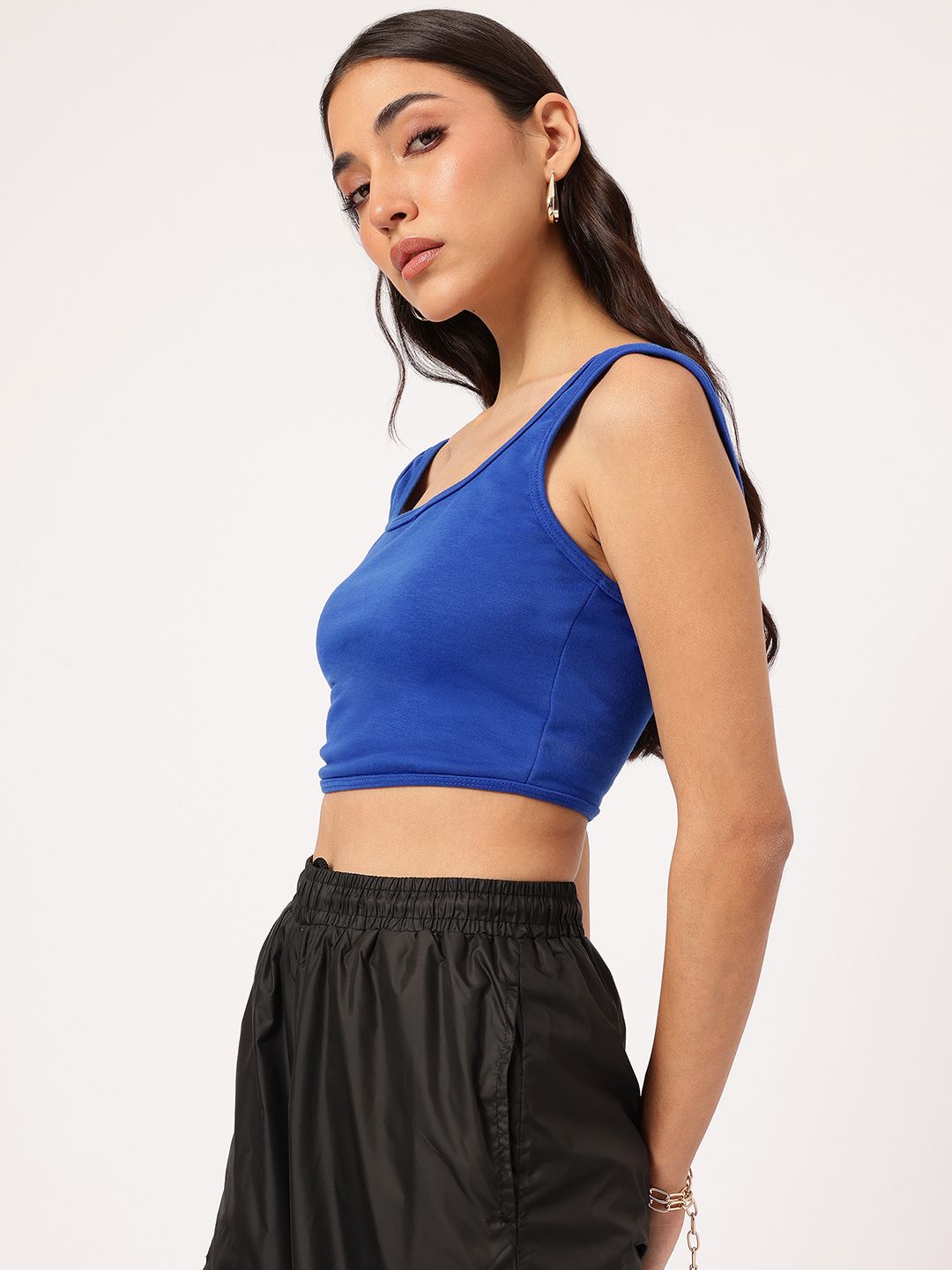 DressBerry Opulent Overlays Raglan Hooded Layered Crop Top