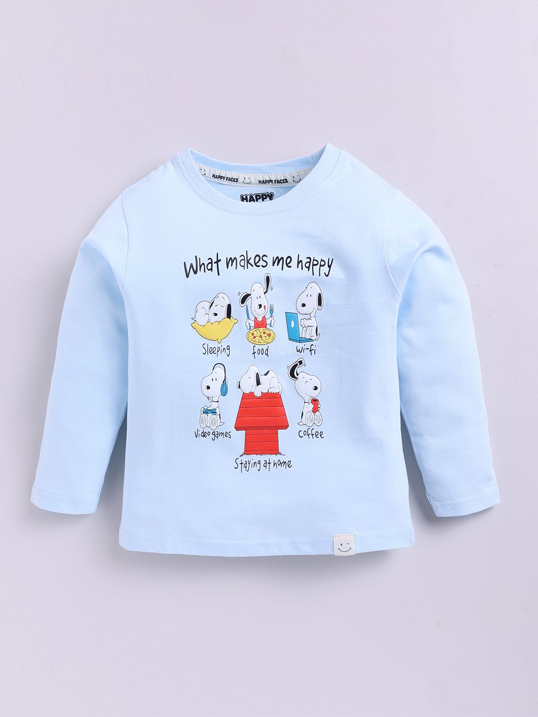 Happy Faces Boys Snoopy Printed Pure Cotton T-shirt