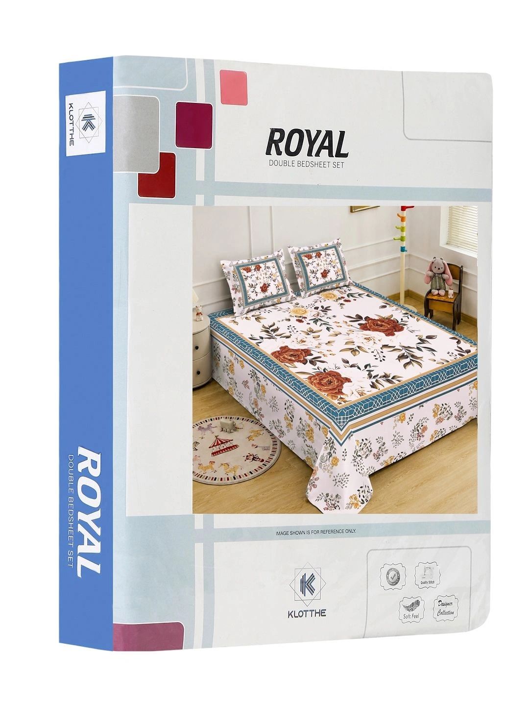 KLOTTHE Multicoloured Floral 400 TC King Bedsheet with 2 Pillow Covers