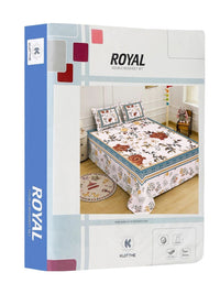 KLOTTHE Multicoloured Floral 400 TC King Bedsheet with 2 Pillow Covers