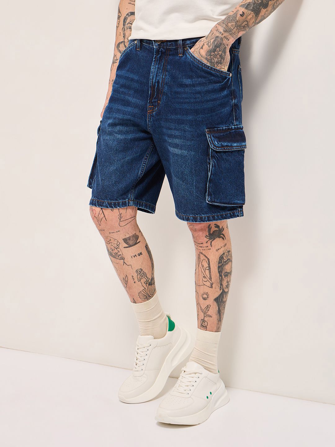 THE BEAR HOUSE Men Loose Fit Outdoor Denim Shorts