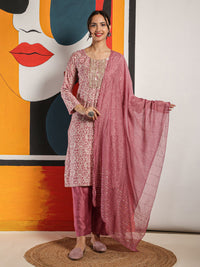 Mamicha Women Mauve Elegance Unstitched Classic Kurta Set with Dupatta