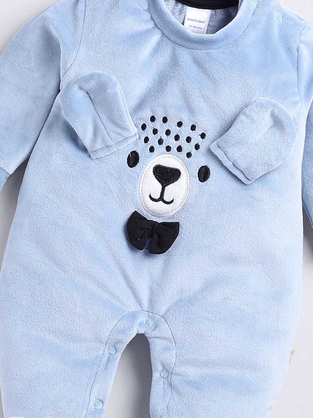 Moms Love Infant Boys Embroidered Pure Cotton Sleepsuit