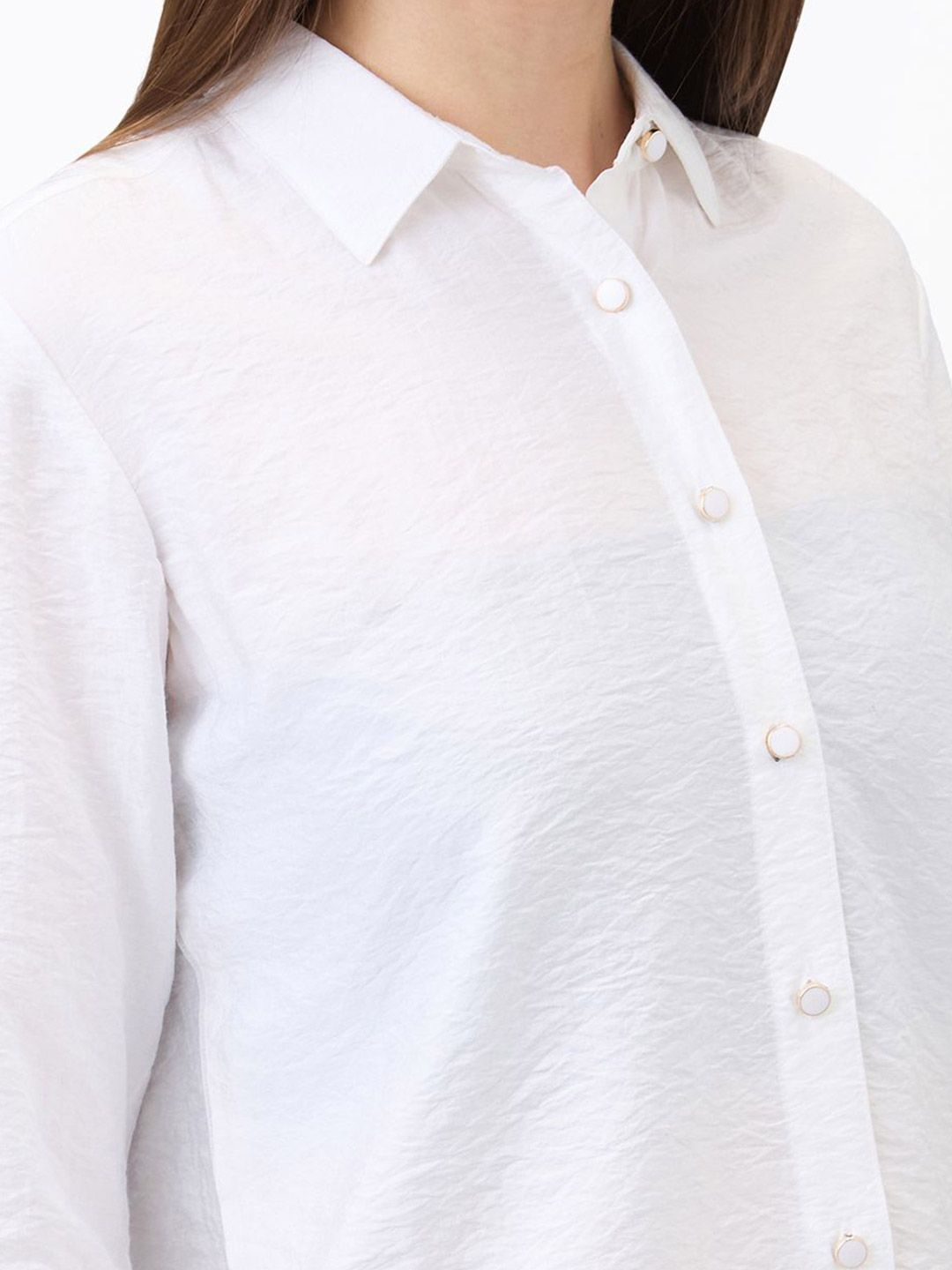 SPYKAR Women Spread Collar Textured Casual Shirt
