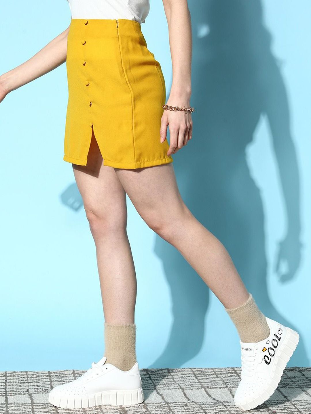 Berrylush High Rise Front-Slitted Pencil Mini Skirt