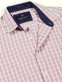 Thomas Scott Men Smart Spread Collar Tartan Checked Cotton Formal Shirt