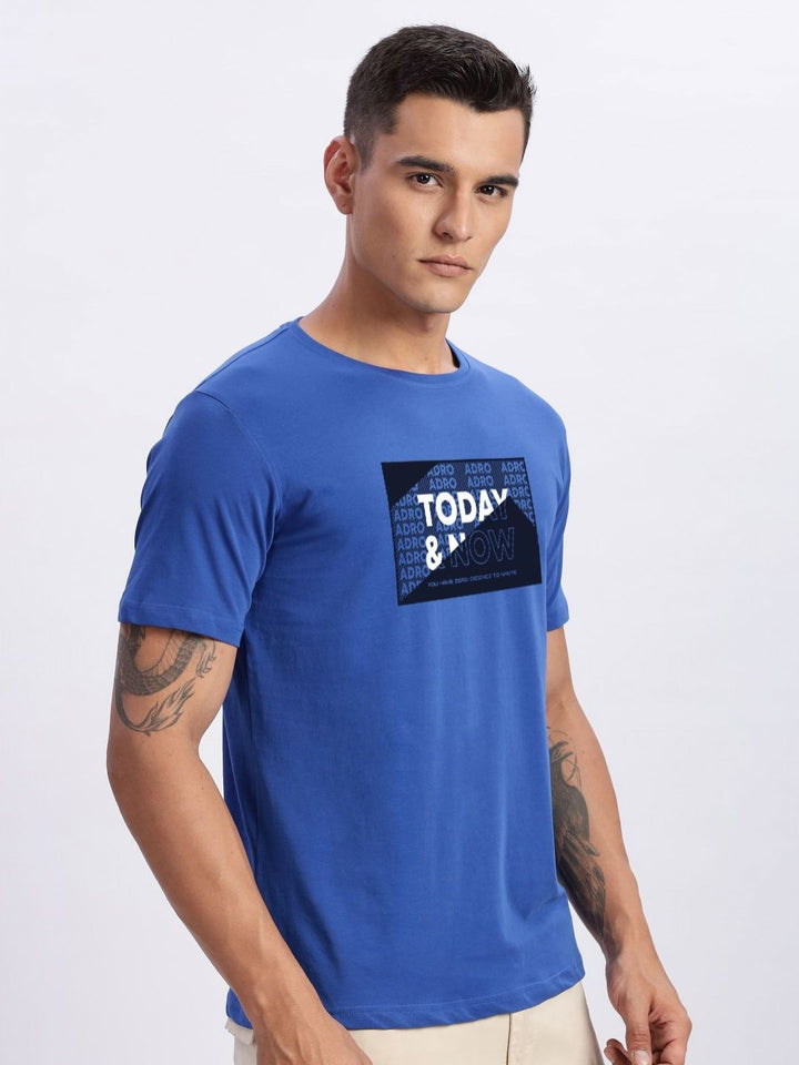 ADRO Men Typography Printed Round Neck Cotton T-shirt