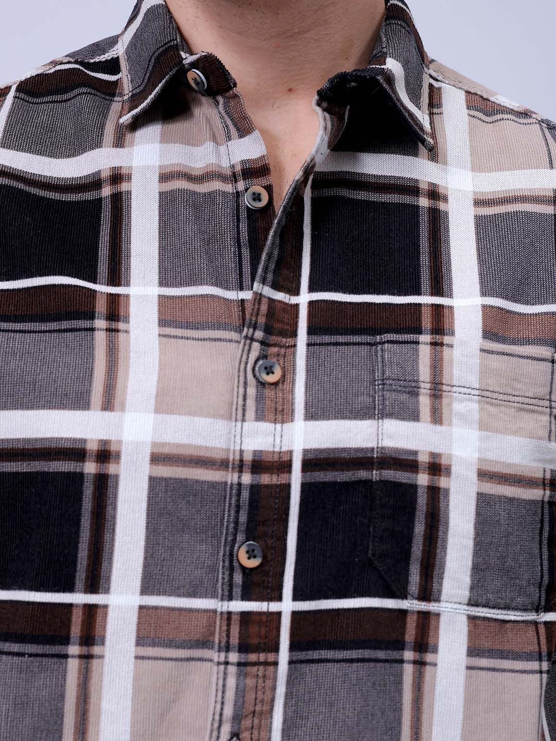The Indian Garage Co Men Spread Collar Tartan Checked Casual Shirt