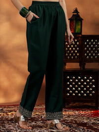 Libas Floral Yoke Design Pleated Sequinned Dobby A-Line Kurta With Palazzo & Dupatta