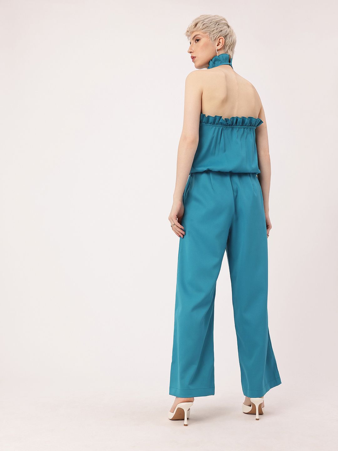 DressBerry Endearing Beauty Halter Neck Ruffle Top & Trousers Co-Ords