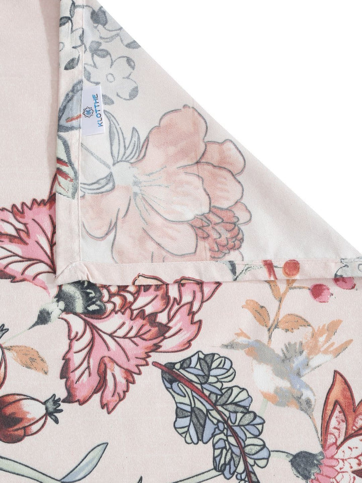 KLOTTHE Pink Floral Cotton 300 TC King Cadar Halus dengan 2 Sarung Bantal-98 x 89 inci