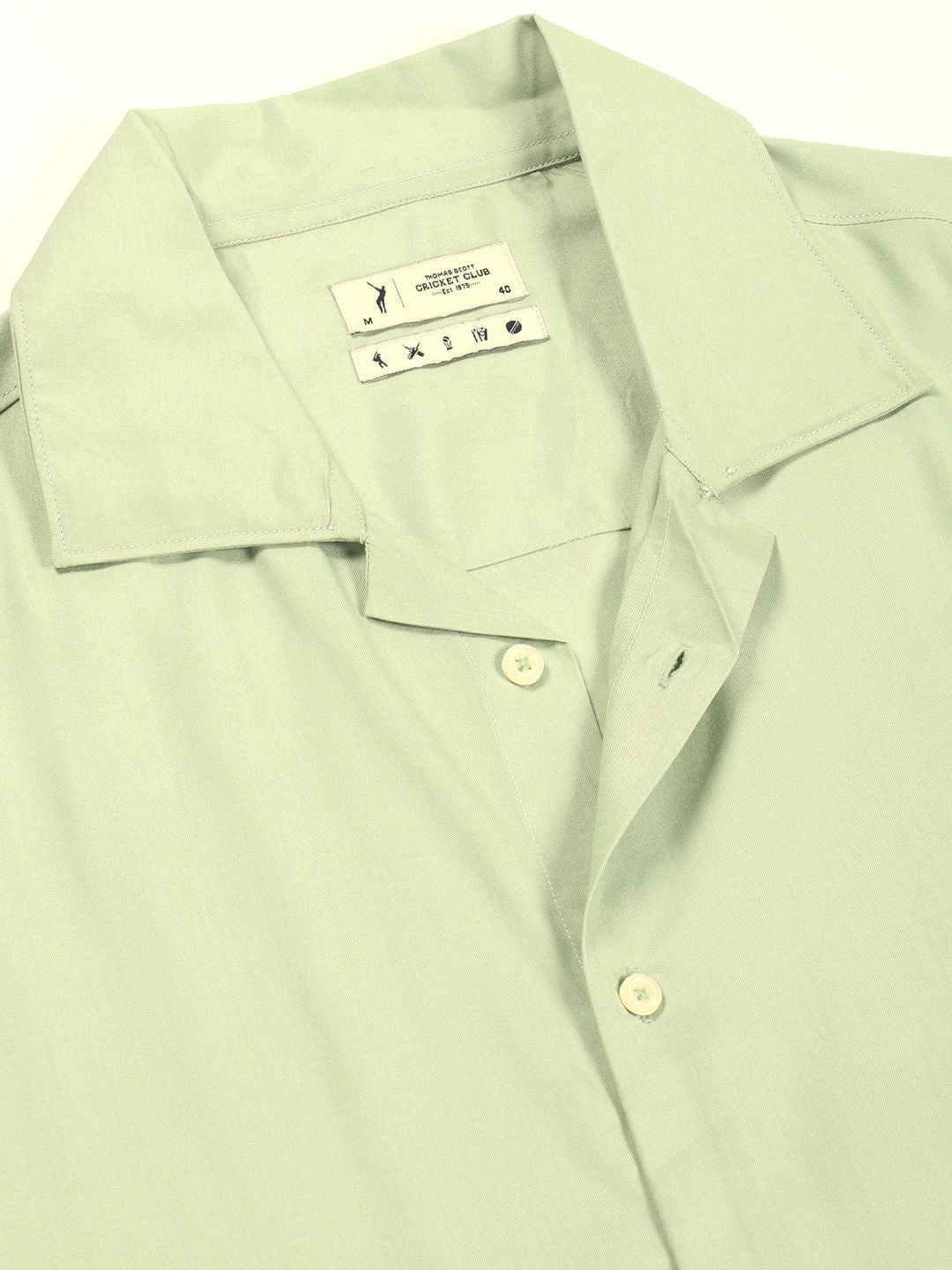 Thomas Scott Men Premium Cuban Collar Solid Oversized Casual Shirt