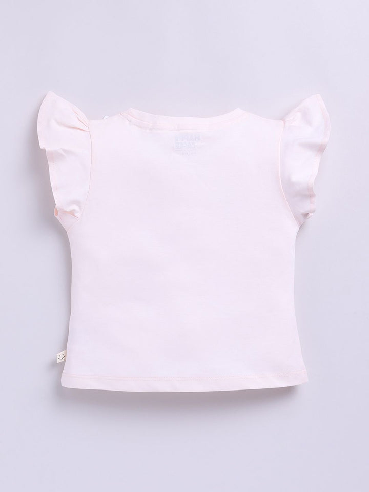 Happy Faces Kids Girls Dora Printed Flutter Sleeve Pure Cotton Top