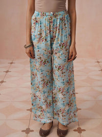 House of Chikankari Women Printed Regular Chikankari Kurta with Trousers