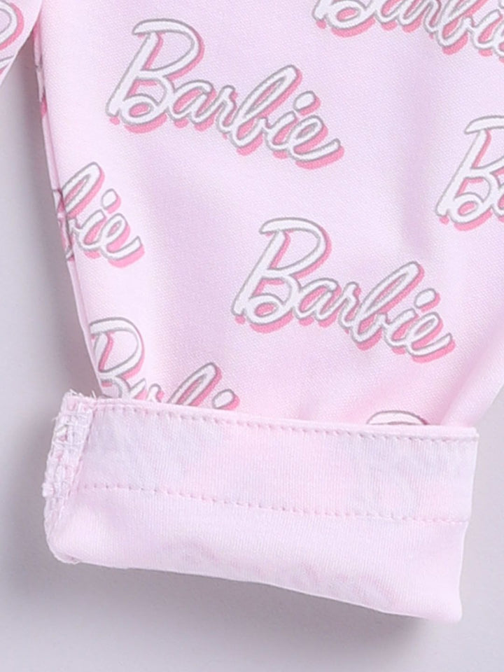 Moms Love Infant Girls Barbie Printed Pure Cotton Night suit