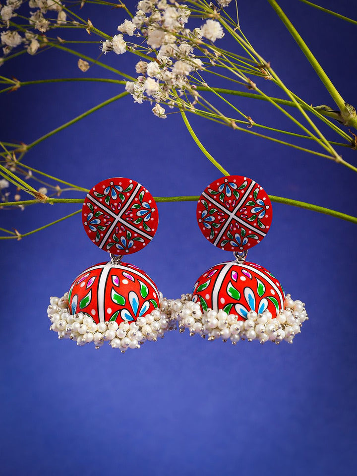 Anouk Gold-Plated Pearls Studded Jhumka Earrings