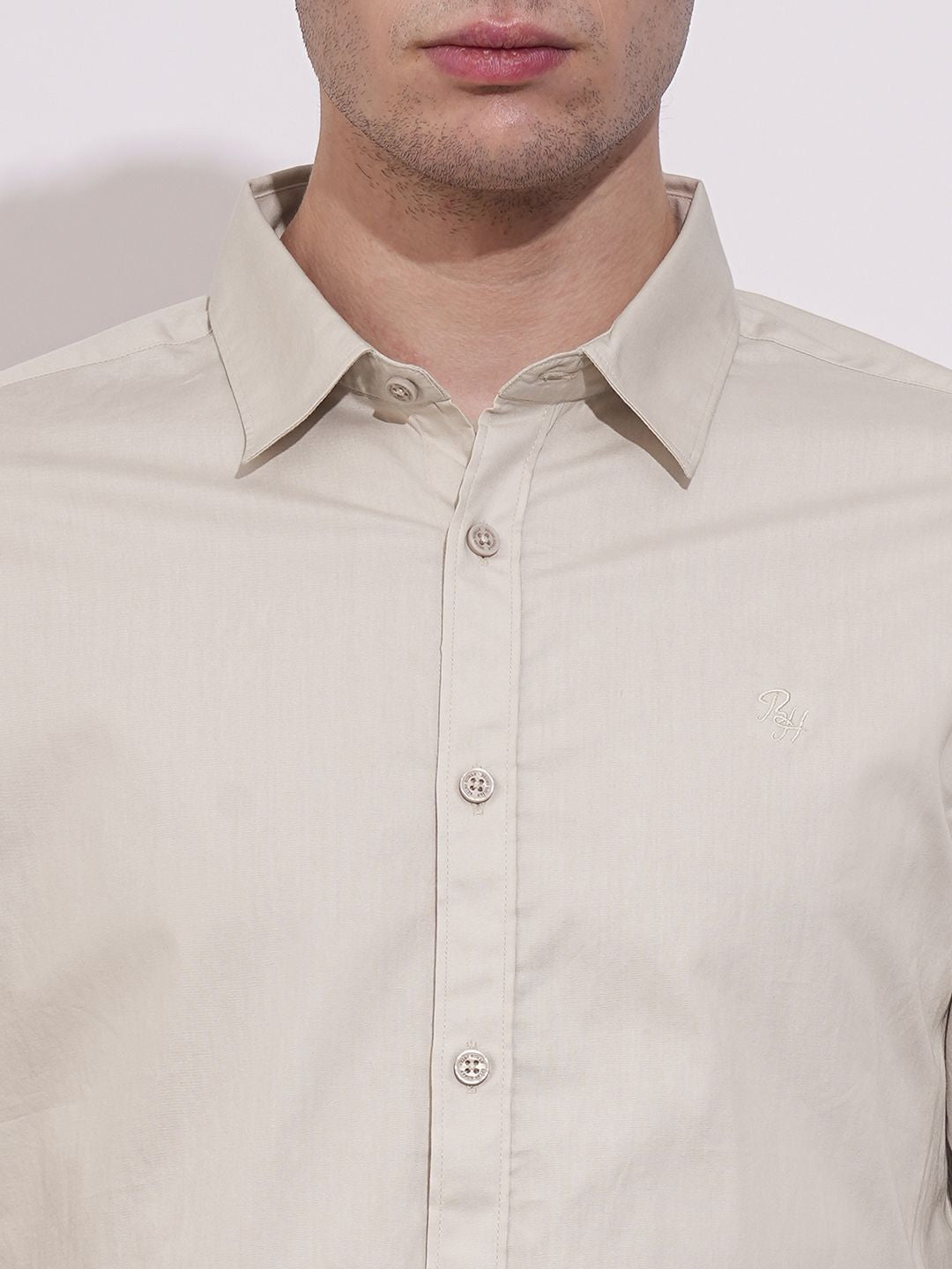 Being Human Men Classic Slim Fit Spread Collar Solid Cotton Casual Shirt