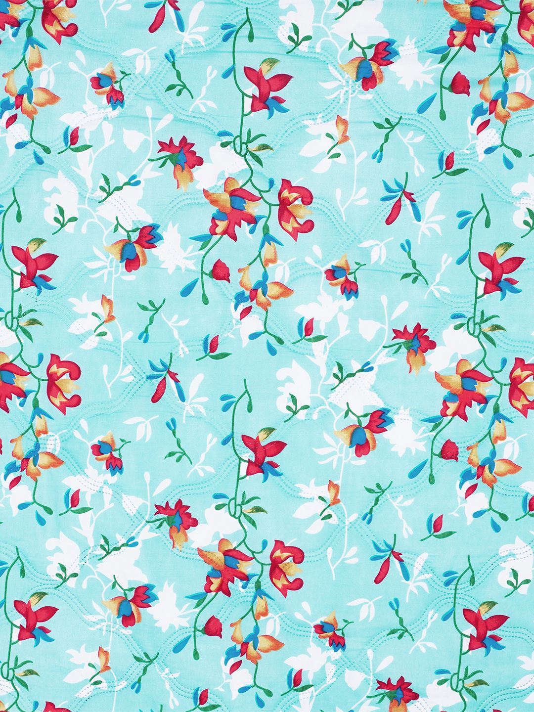 Story@home Turquoise Blue Printed Reversible 120 GSM AC Room Double Bed Comforter