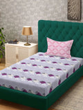 Myntra Elegant Homes Purple & Grey Geometric 400 TC Single Bedsheet with 1 Pillow Covers