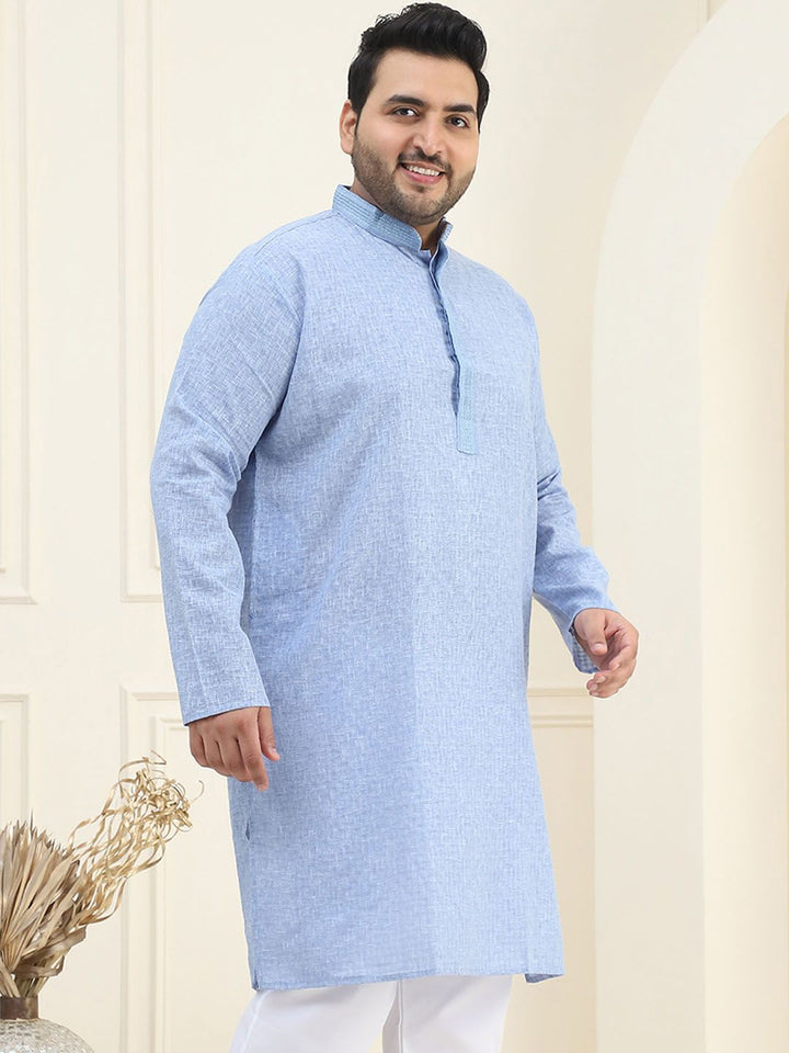 SOJANYA PLUS Mandarin Collar Neck Long Sleeves Pure Cotton Straight Kurta