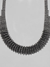 Rubans rhodium bersalut hitam beroksida beroketkan kalung choker