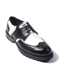 MONKSTORY Black & White Atelier 1900 Wingtip Bicolor Lace-Ups Brogues