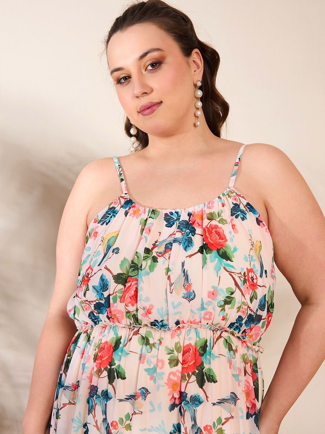 SASSAFRAS Curve Women Floral Print Maxi Dress