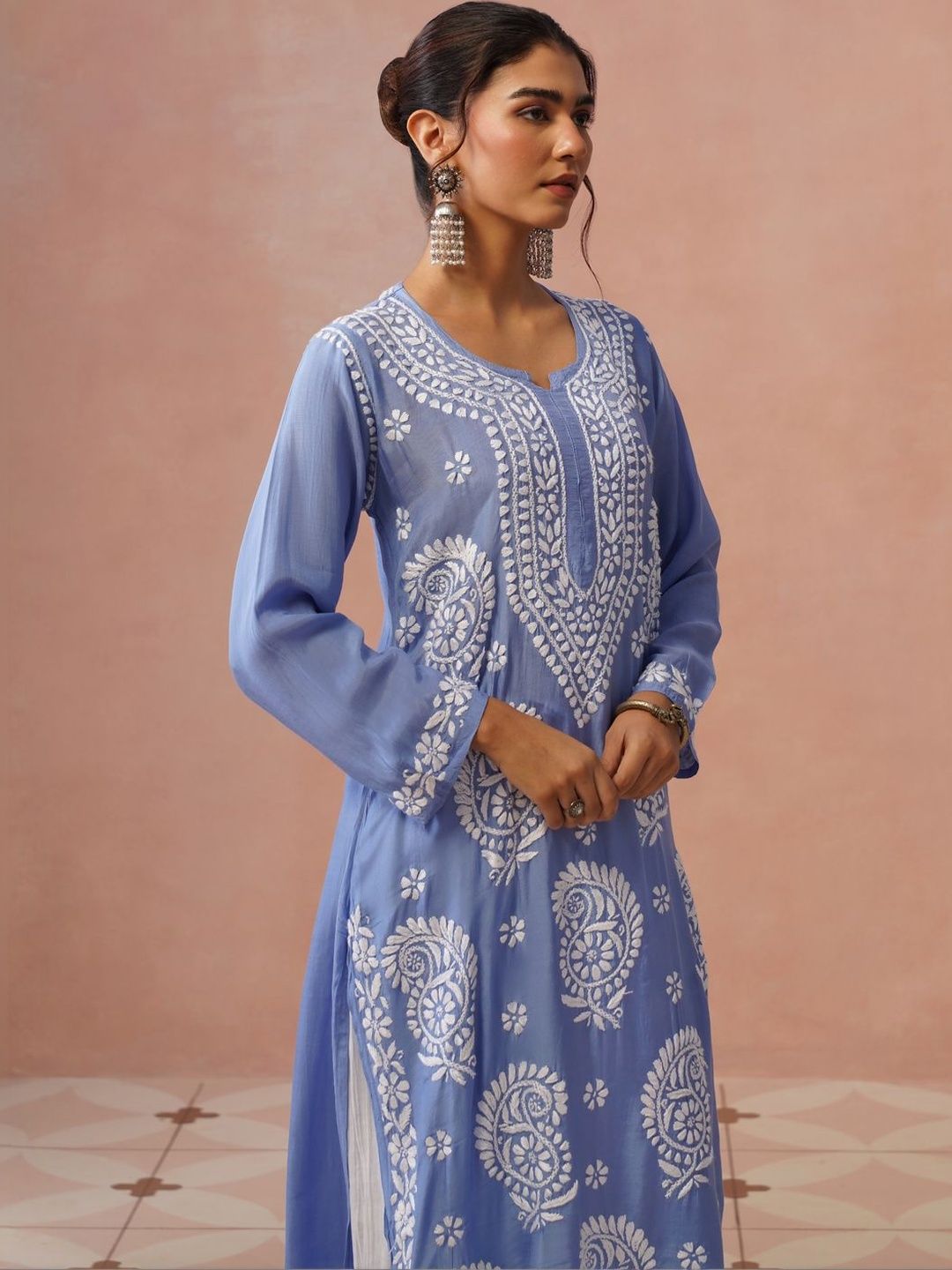 Rumah Wanita Chikankari Sulam Kurta Chikankari