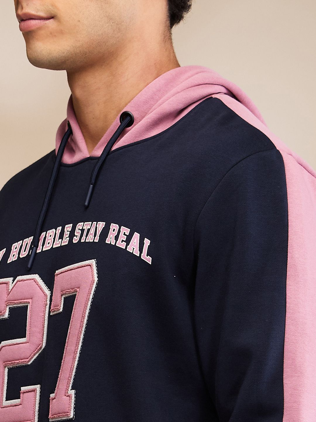 Being Human Men Typography Printed Applique Detail Hooded Sweatshirts