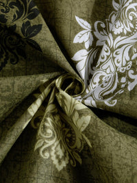 KLOTTHE Olive Floral Cotton Single Bedsheets