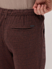 THE BEAR HOUSE Men Textured Tapered Fit Pleated Chinos Trousers