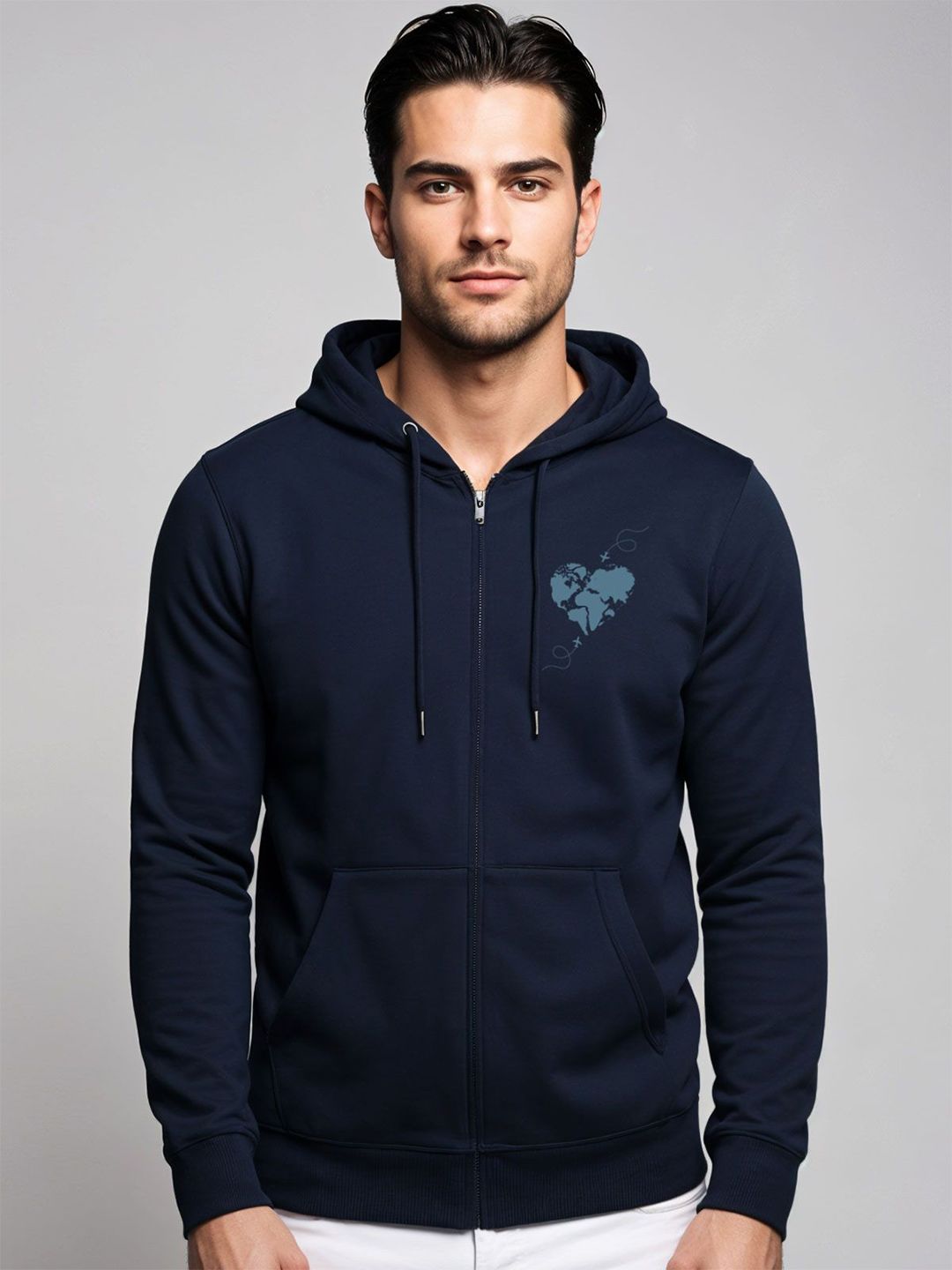 ADRO Men Printed Hooded Sweatshirt