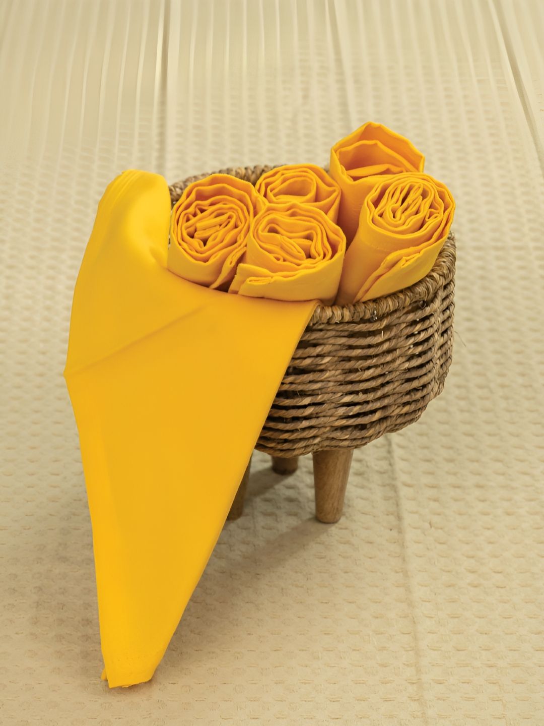 URBAN SPACE 6 Pcs Yellow Cotton Table Napkin