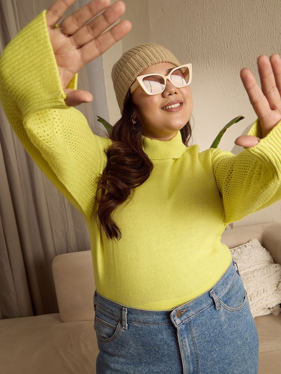 Berrylush Curve Women Plus Size Turtle Neck Pullover Sweater