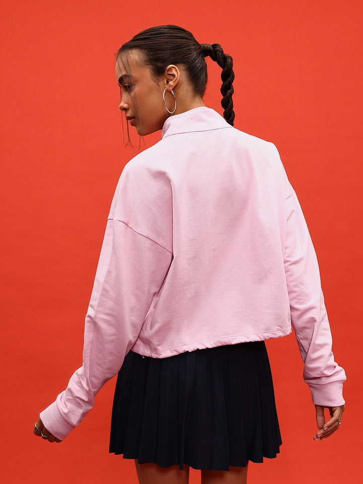 DressBerry Solid Mock Collar Relaxed Sweatshirt