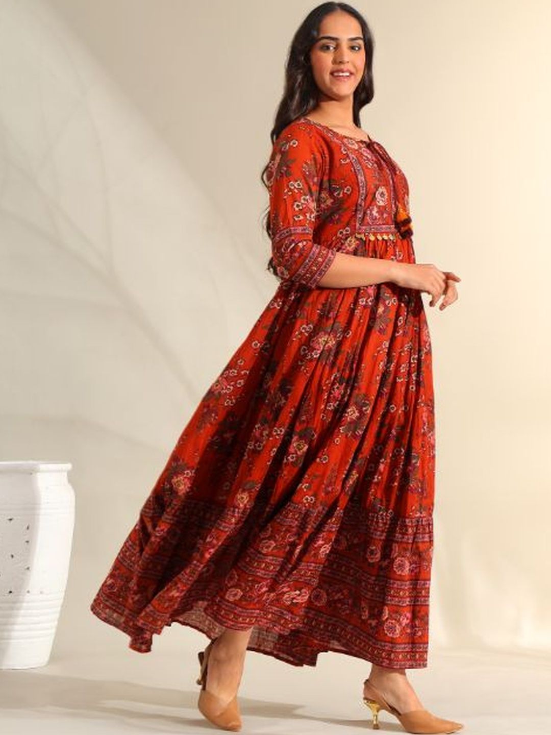 Mamicha Floral Print Fit & Flare Maxi Dress