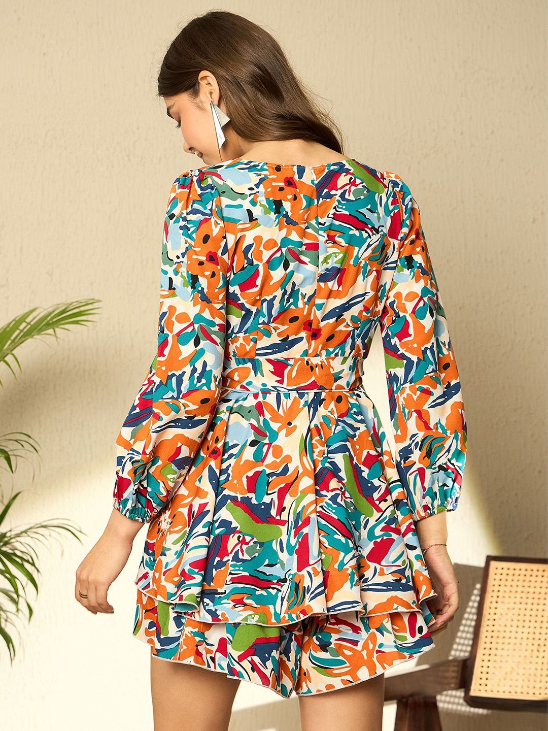 Berrylush Women Printed Sweetheart Neck Playsuit