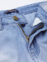 DressBerry Women Vintage Flair Mildly Ripped Heavy Fade Pure Cotton Flared Jeans