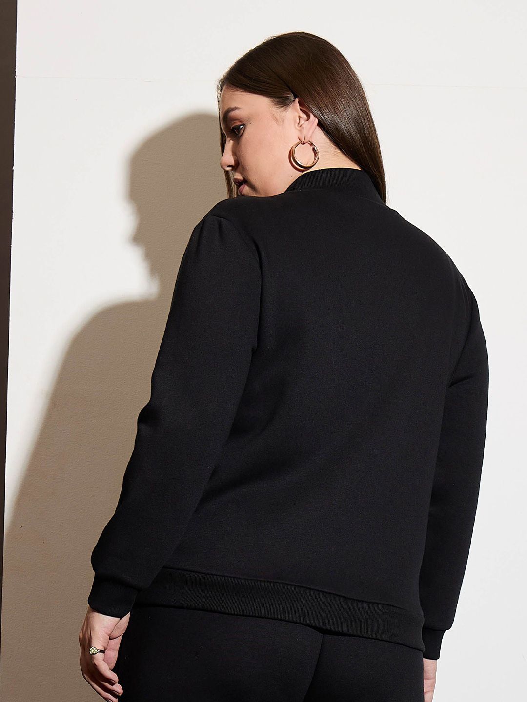SASSAFRAS Curve Women Plus Size Front-Open Sweatshirt