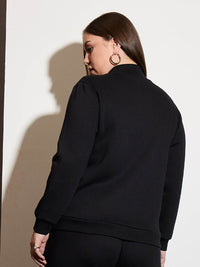 SASSAFRAS Curve Women Plus Size Front-Open Sweatshirt