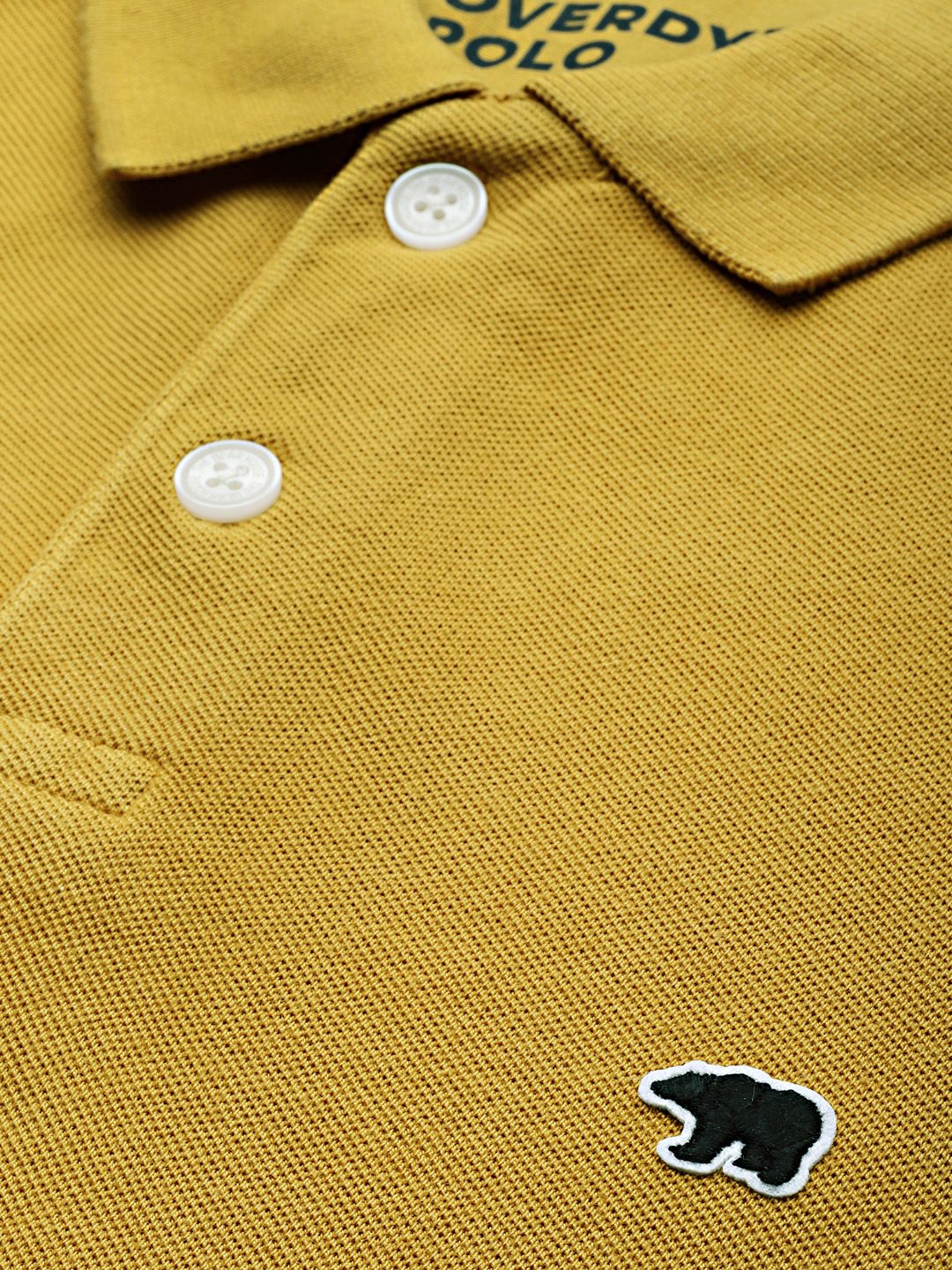 THE BEAR HOUSE Men Mustard Yellow Solid Polo Collar Pure Cotton T-shirt