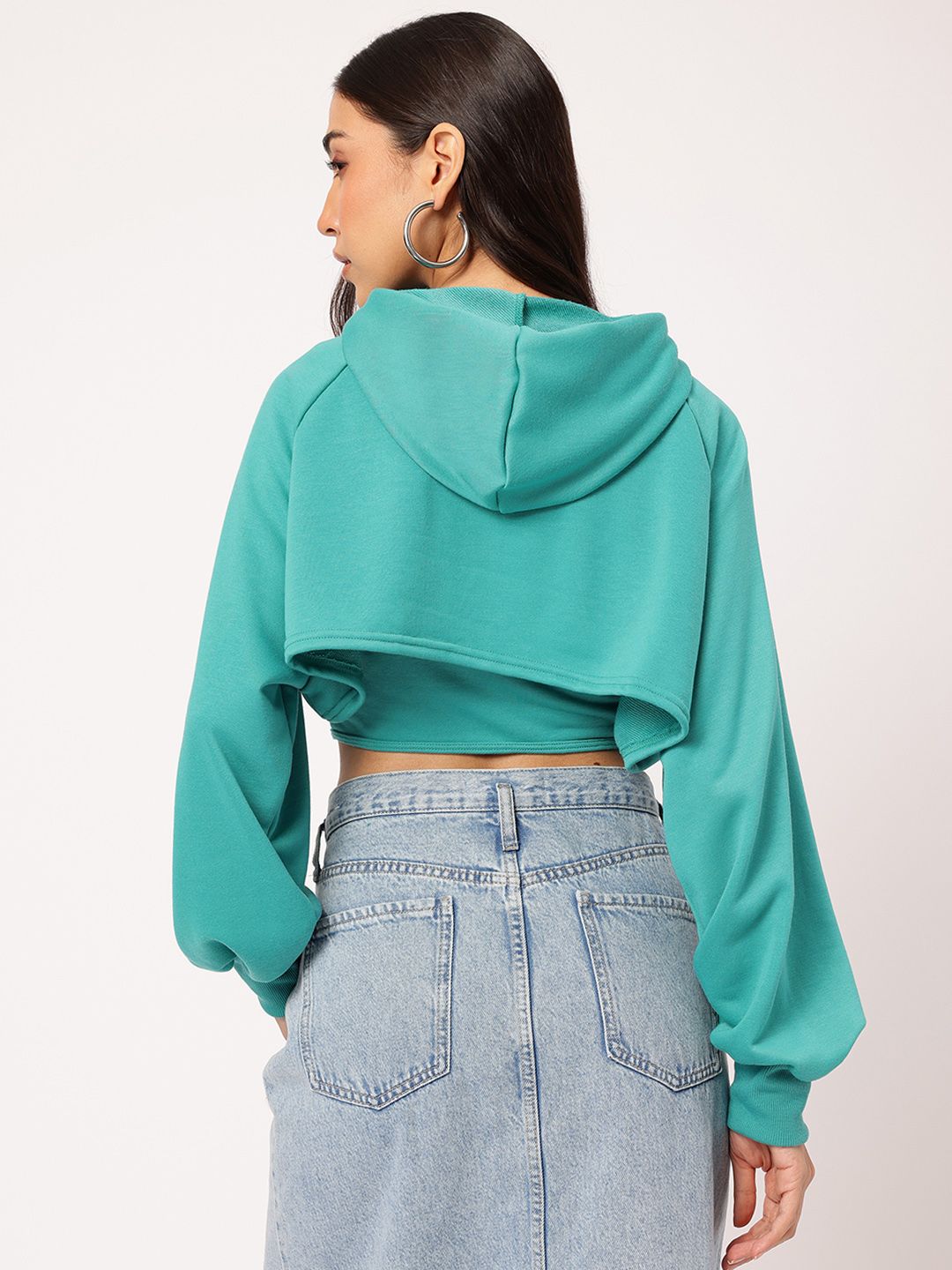 DressBerry Sporty & Stylish Raglan Hooded Layered Crop Top