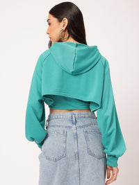 DressBerry Sporty & Stylish Raglan Hooded Layered Crop Top